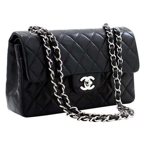 chanel black bag 2017|Black Chanel bag with black chain.